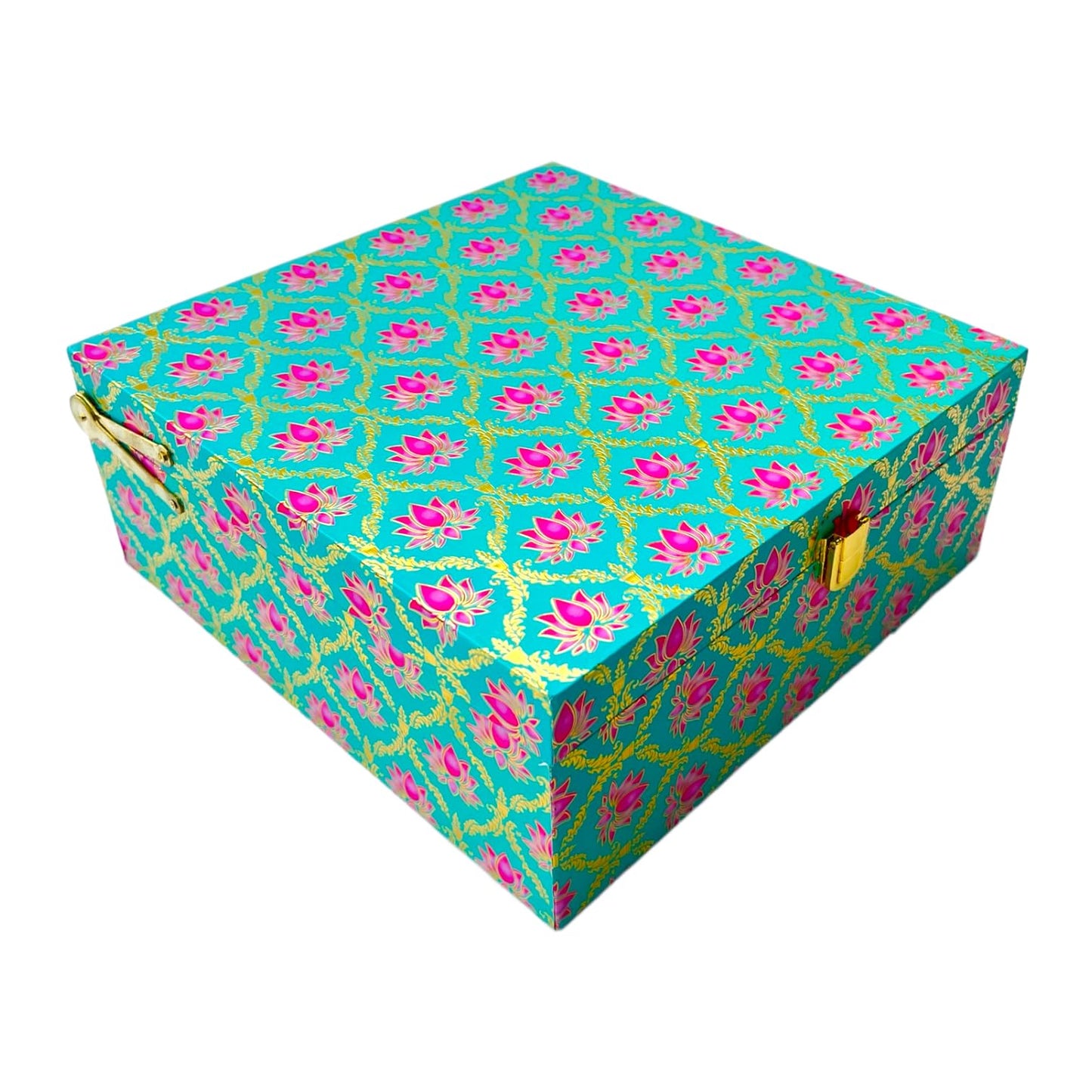 Lotus Print Digital MDF Empty Gift Box, 8inch