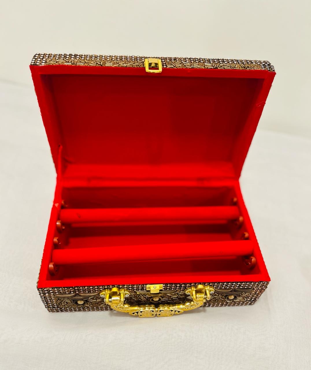 Antique Dark Brown 2 Rod Bangle Box – Premium Jewellery Organizer | Wrap Shap