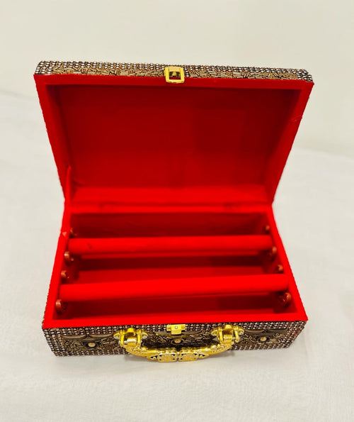 Antique Dark Brown 2 Rod Bangle Box – Premium Jewellery Organizer | Wrap Shap