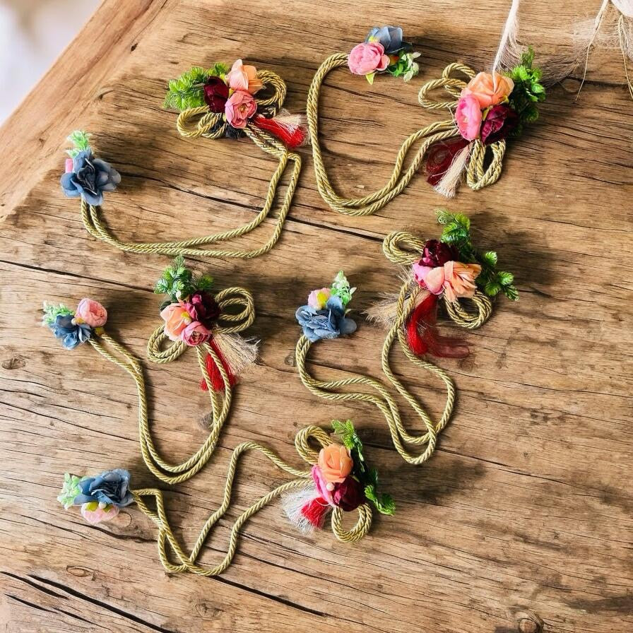 2 Flower Bunch Set with Dori – Assorted Colors | Tray & Saree Packing Decoration by Wrap Shap