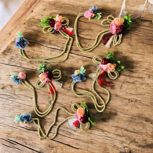 2 Flower Bunch Set with Dori – Assorted Colors | Tray & Saree Packing Decoration by Wrap Shap