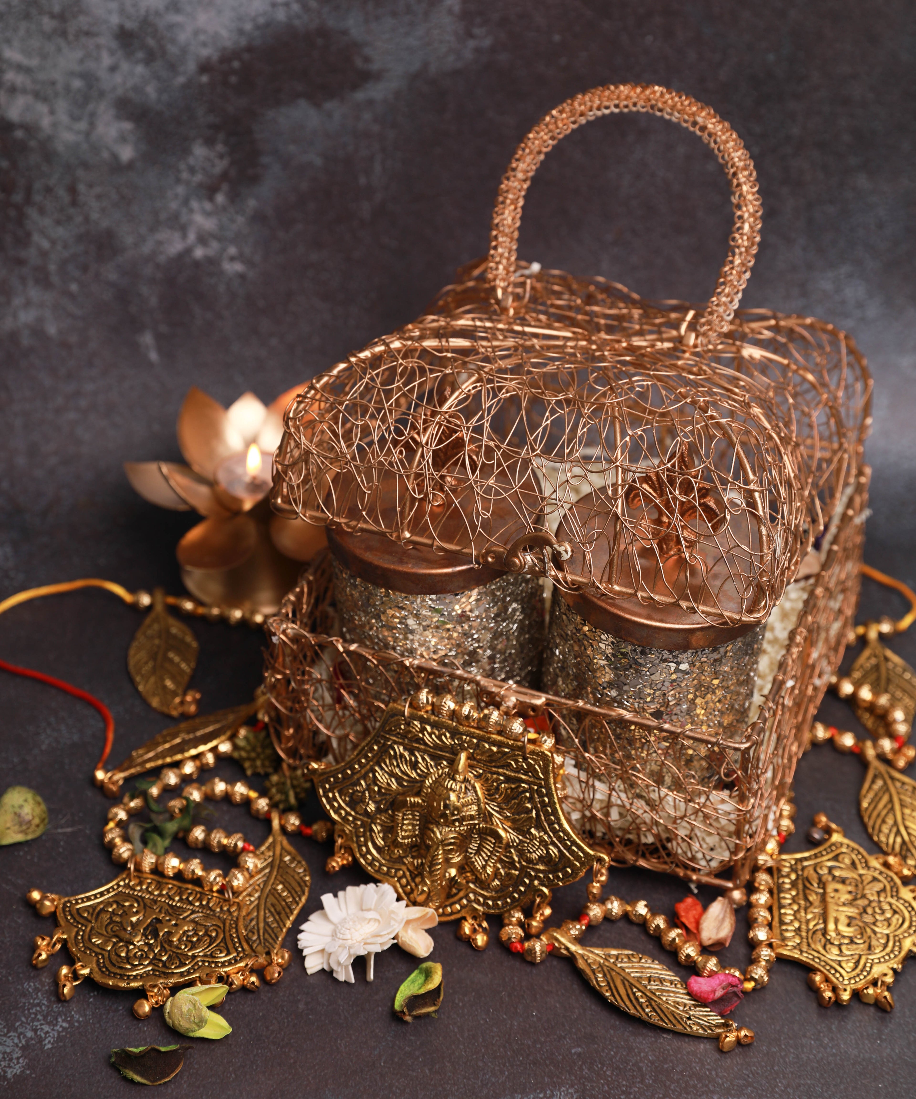 Golden Metal Mesh Design Gift Box