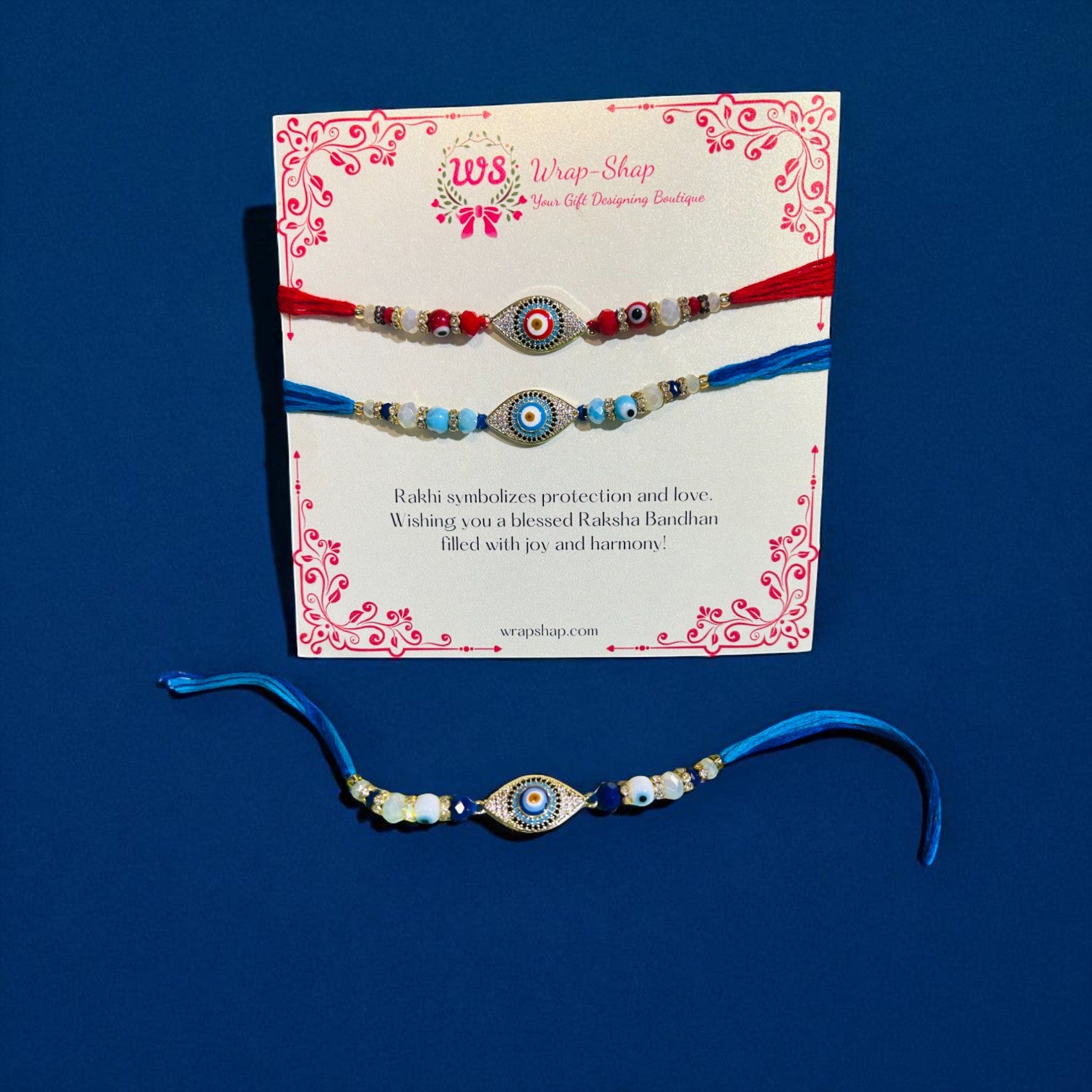 Premium Evil Eye AD Rakhi with Roli Chawal