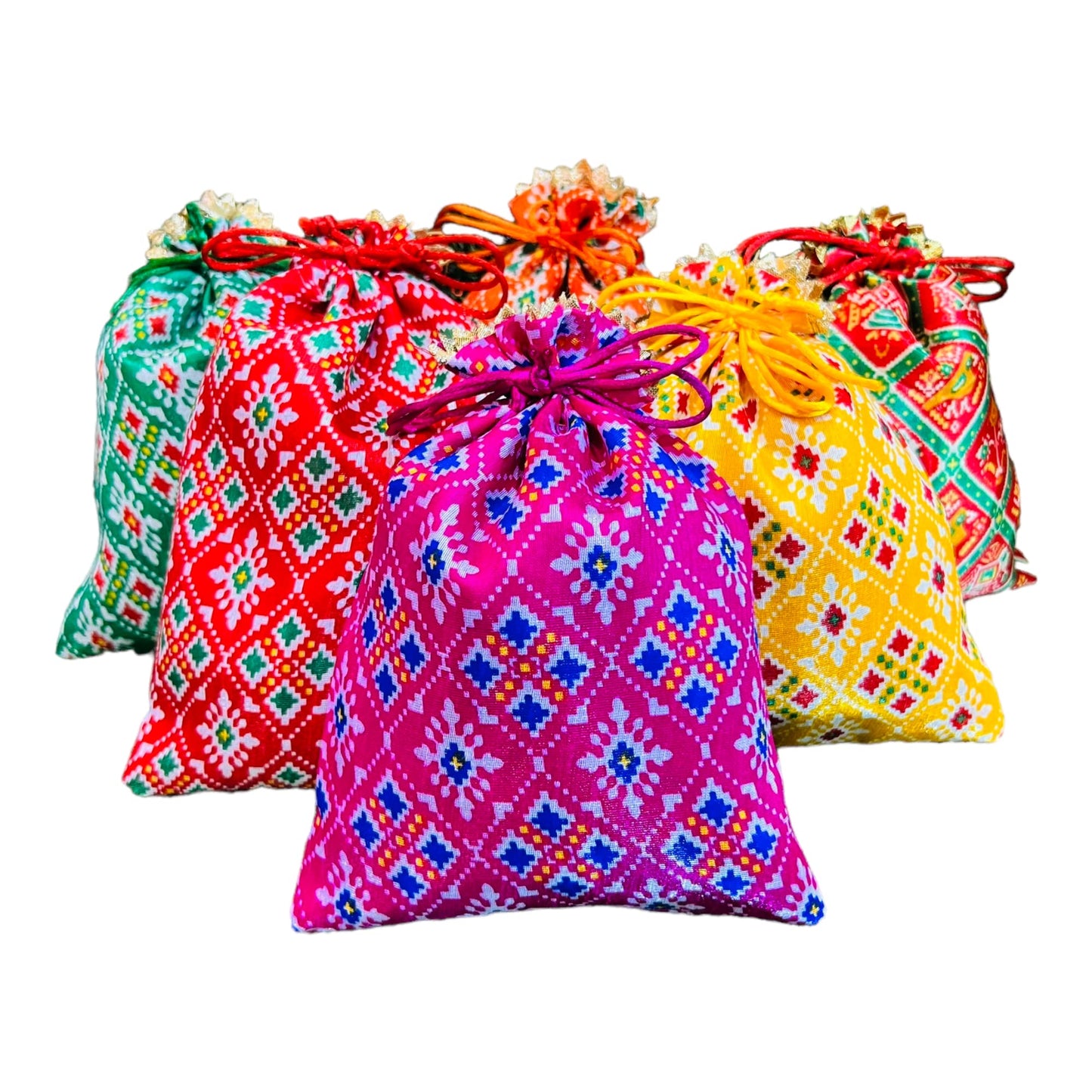 Luxurious Patola Print Potli Batwa Bags – Ideal for Return Favors and Gifting Dry Fruits