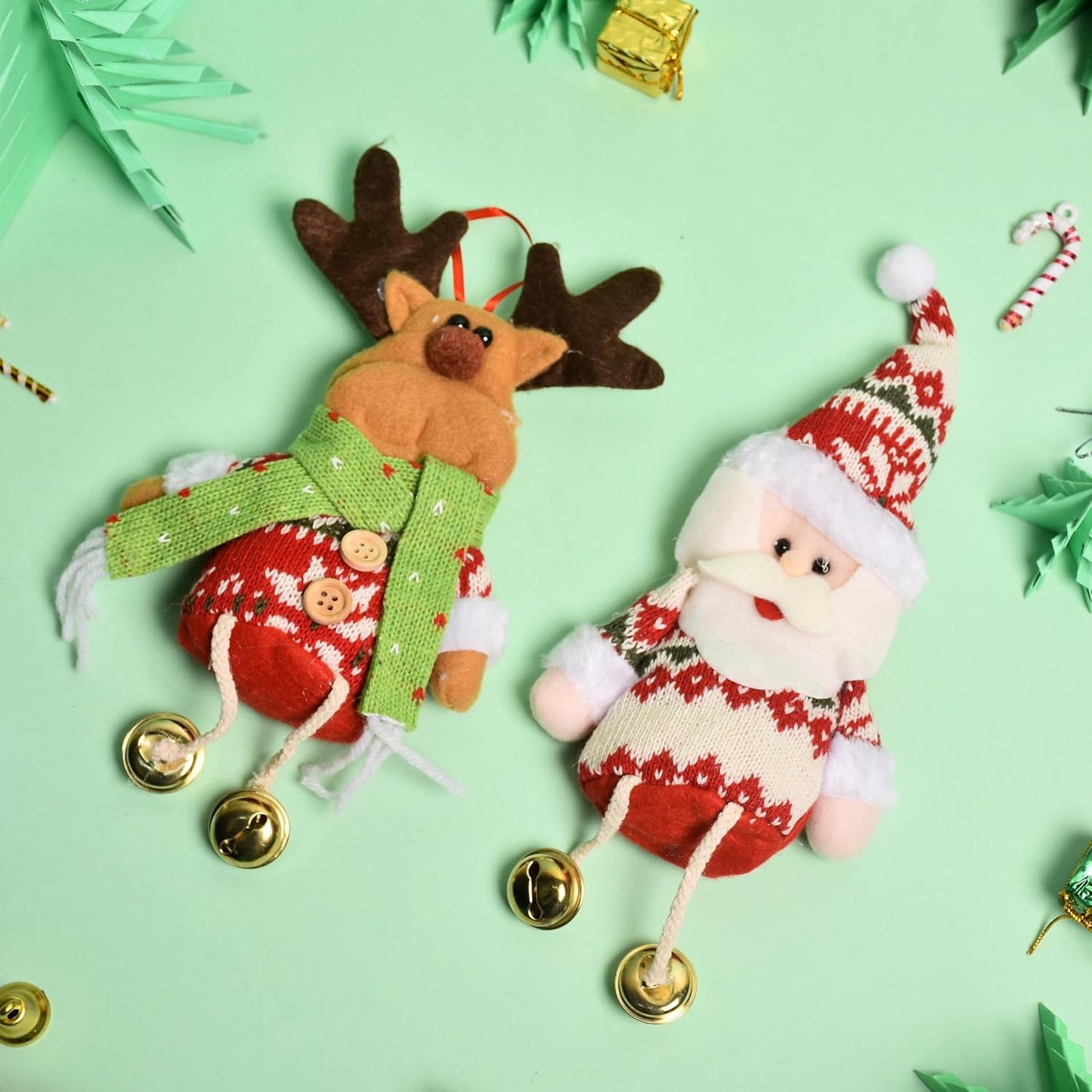 Christmas Tree Decoration Items | Soft Santa & Reindeer Ornaments for Festive Tree Décor