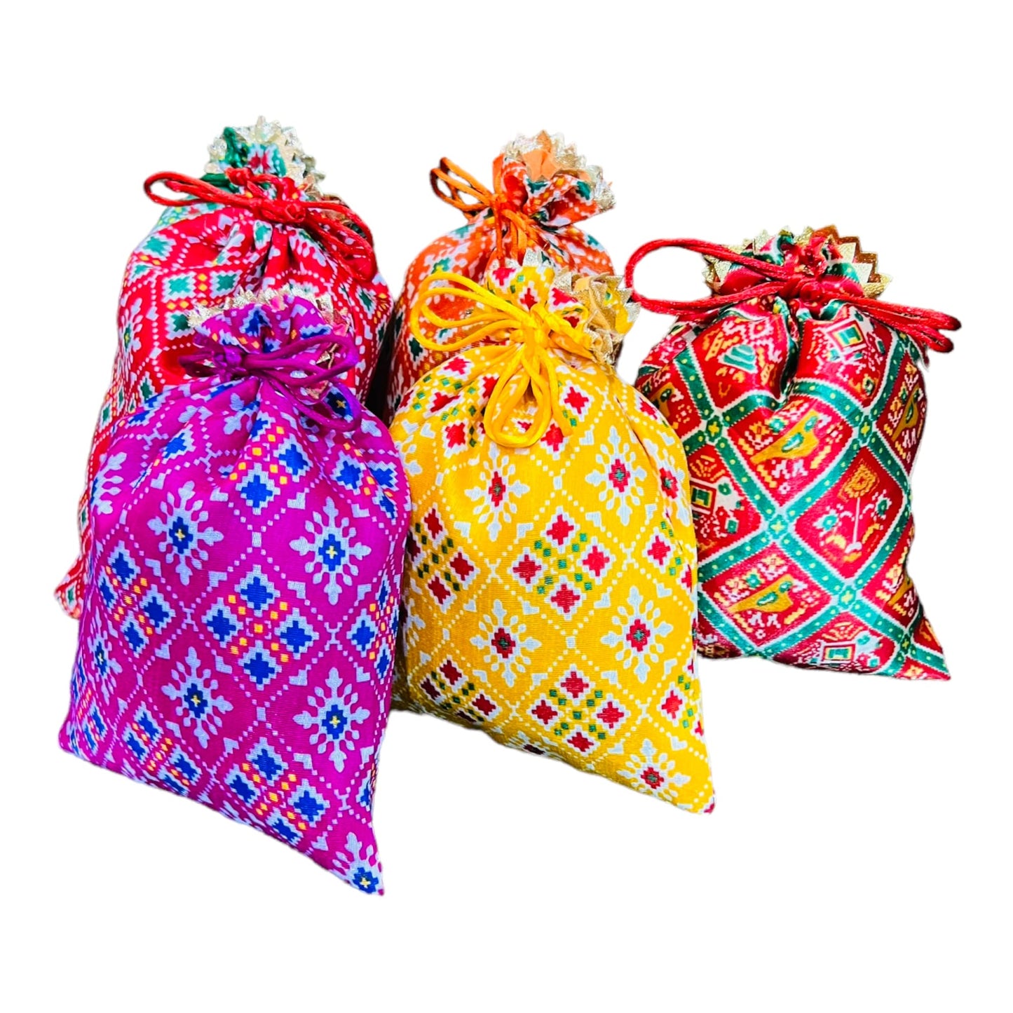 Luxurious Patola Print Potli Batwa Bags – Ideal for Return Favors and Gifting Dry Fruits