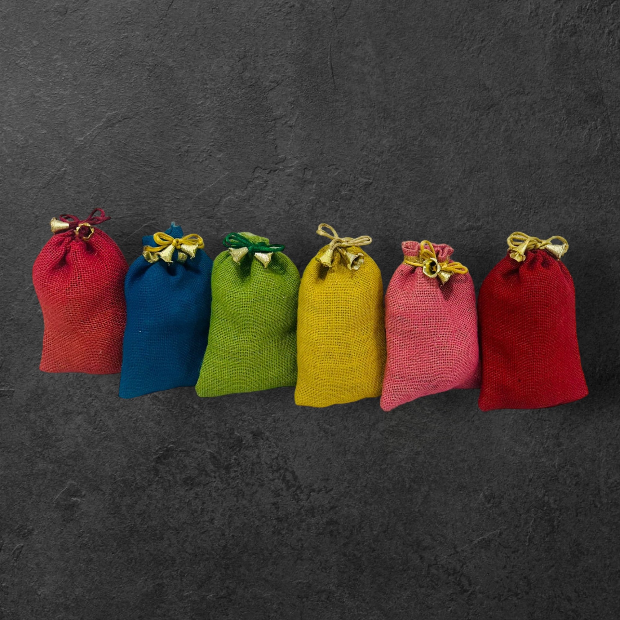 Vibrant Jute Potli Batwa Bags (5" x 7")