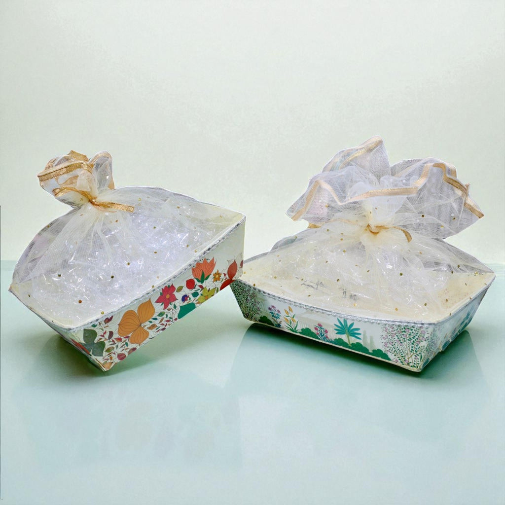 Wrap Shap Printed Cardboard Basket – Assorted Festive Designs for Gift Hampers | Lightweight Basket Base (5 Sizes, MOQ 50 pcs)