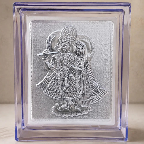 999 Silver Radha Krishna Frame by Wrap Shap with premium silver finish, ideal for wedding return gifts, housewarming gifts, pooja gifts, festive gifting, corporate gifts, and home décor.