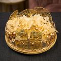 Engagement Ring Platter in a premium metal platter with glass base in gold theme decoration