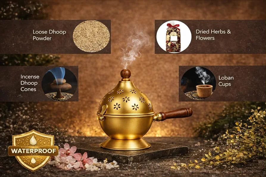 Metal Loban Dhoop Dani Burner for Puja and Traditional Indian Rituals