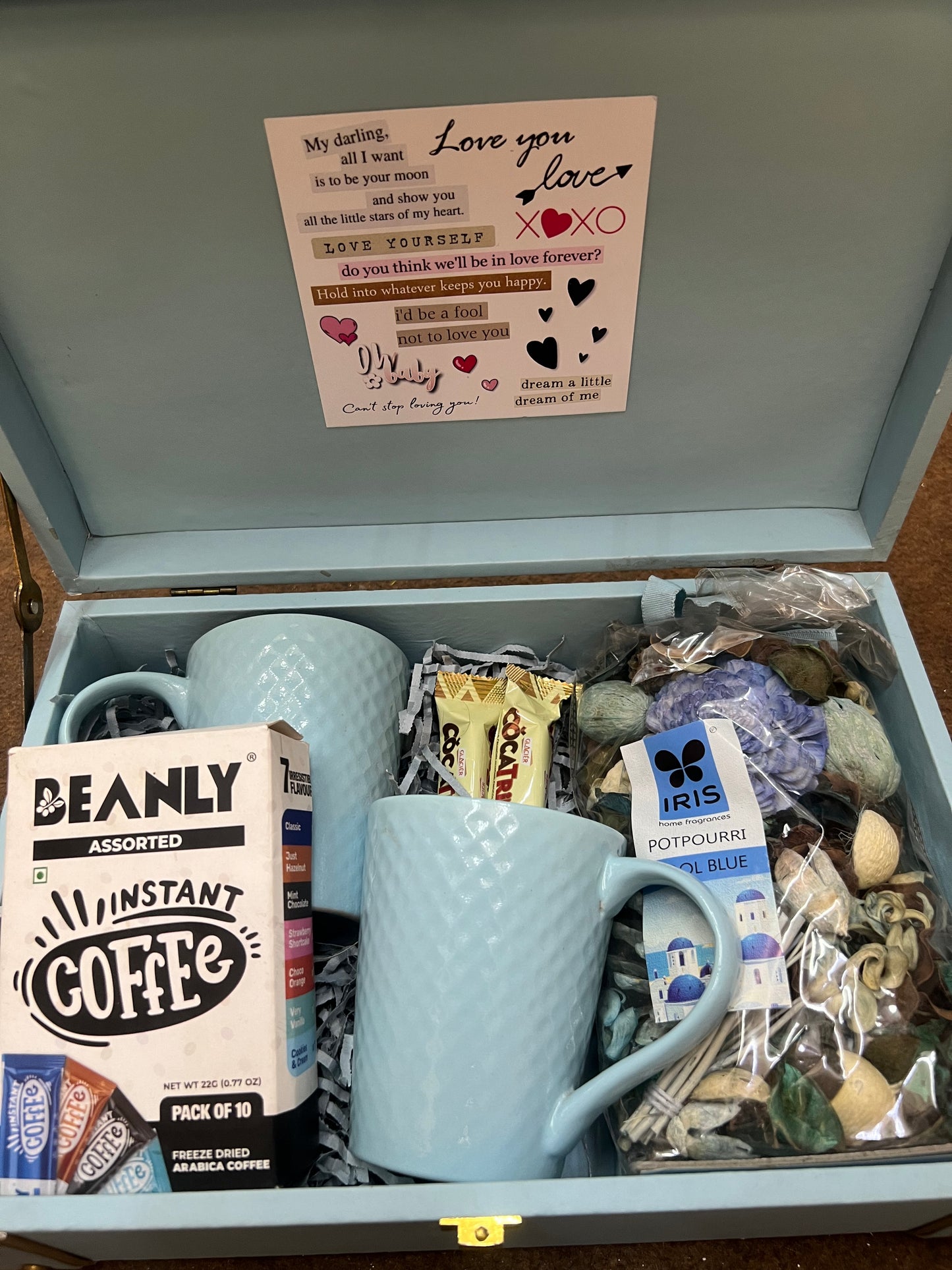 Coffee Connoisseur's Bliss Gift Box: Mug Set, Beanly Coffee, and Fragrant Potpourri