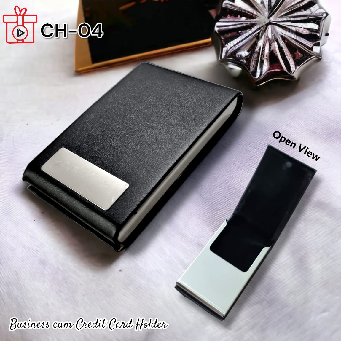 Executive black leatherette card holder corporate gift