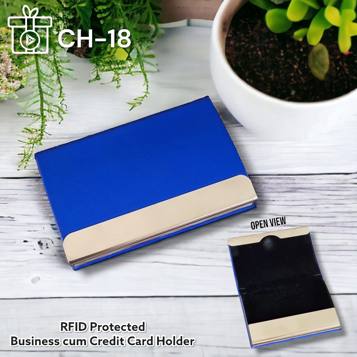 Executive blue matte finish card holder corporate gift