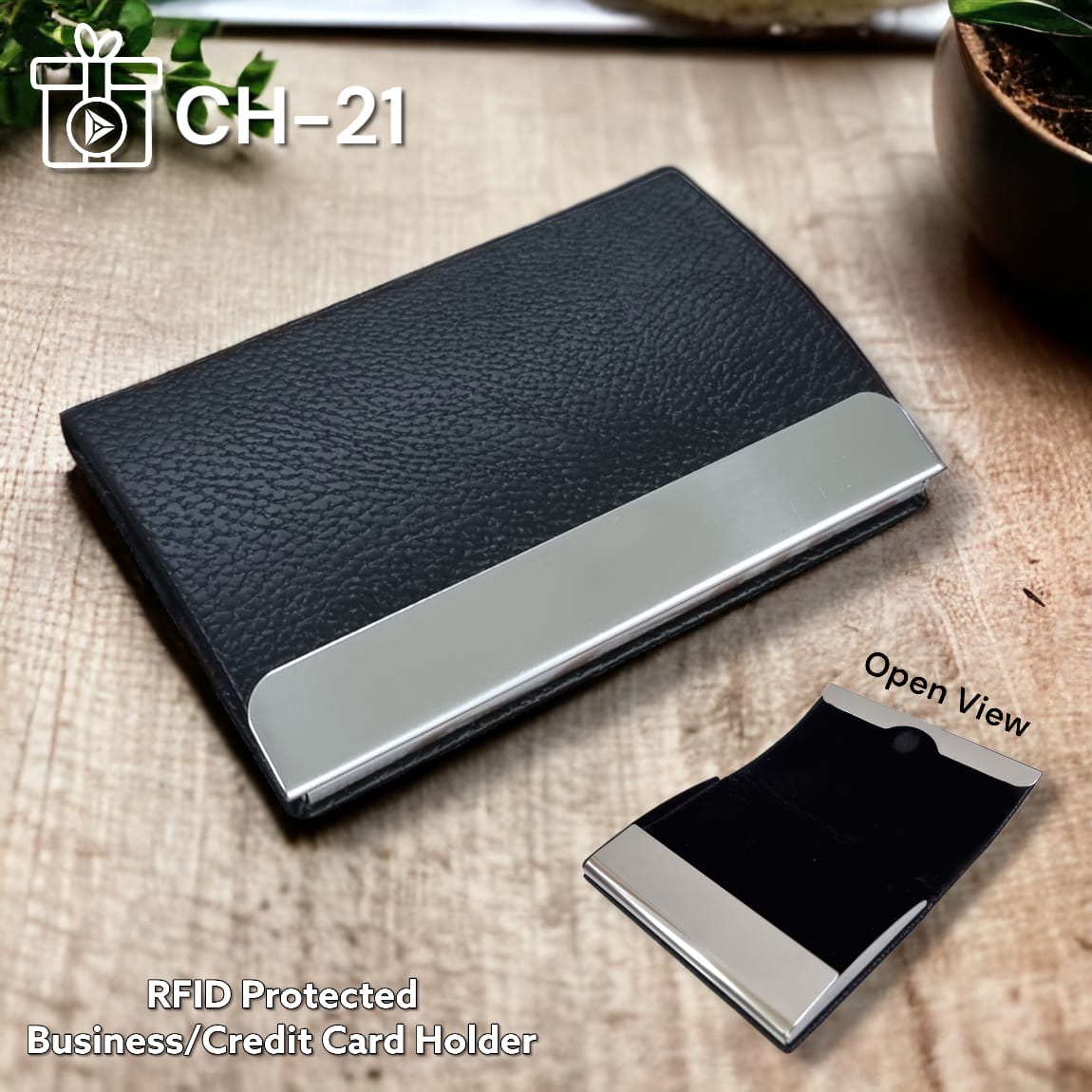 Modern Minimalist Black Leatherette Wallet & Card Case | Executive Corporate Gift