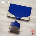 Premium blue wallet card case with modern design