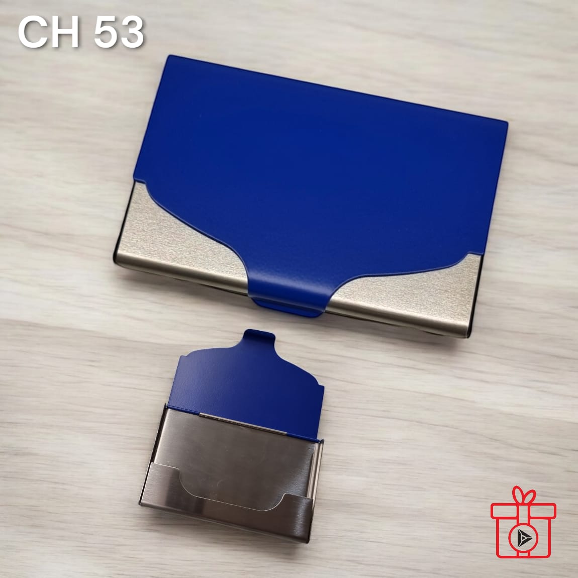 Premium blue wallet card case with modern design