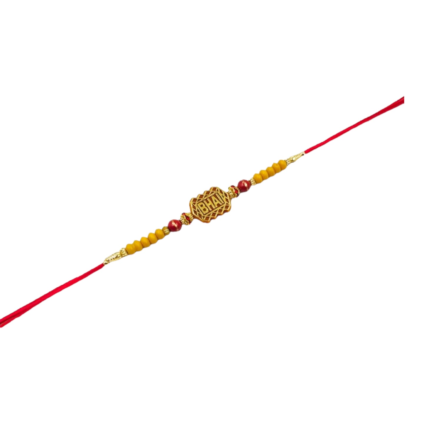 Wrap Shap Simple Dori Rakhi with 'Bhai' Inscription - Design 711 with Roli Chawal