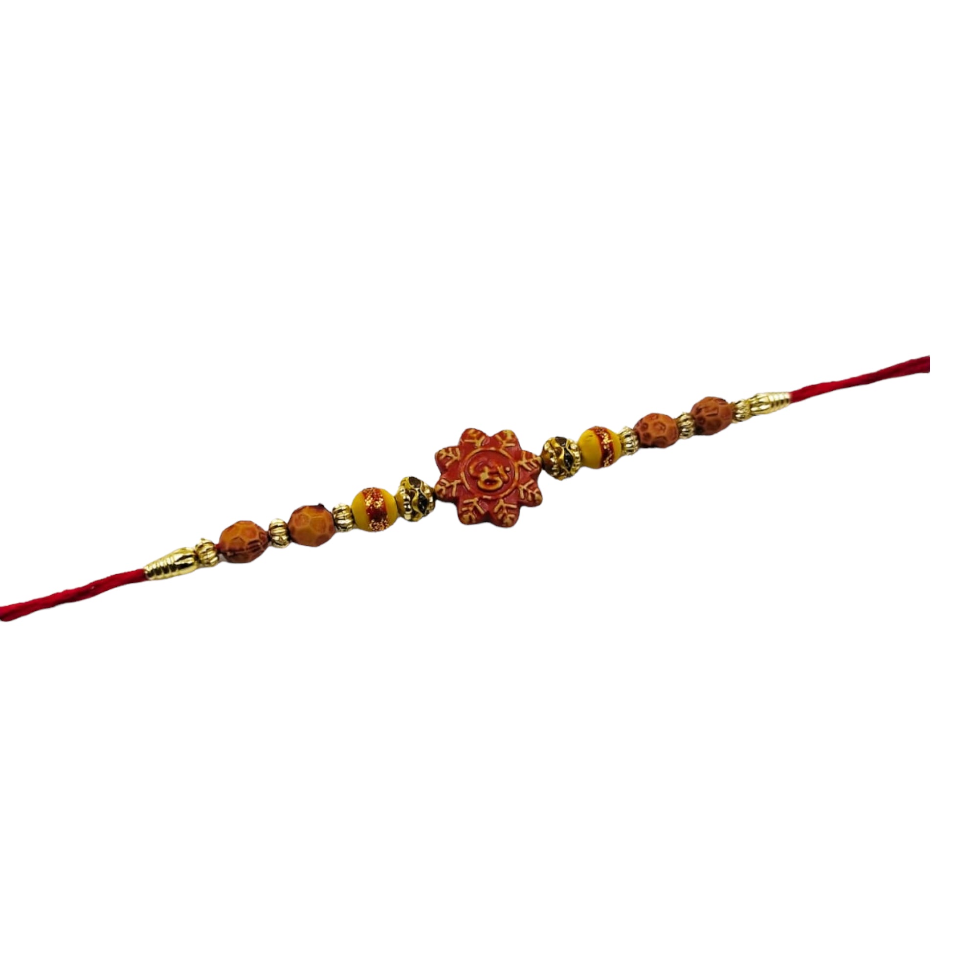 Wrap Shap Simple Dori Rakhi with Om Design - Design 736 with Roli Chawal