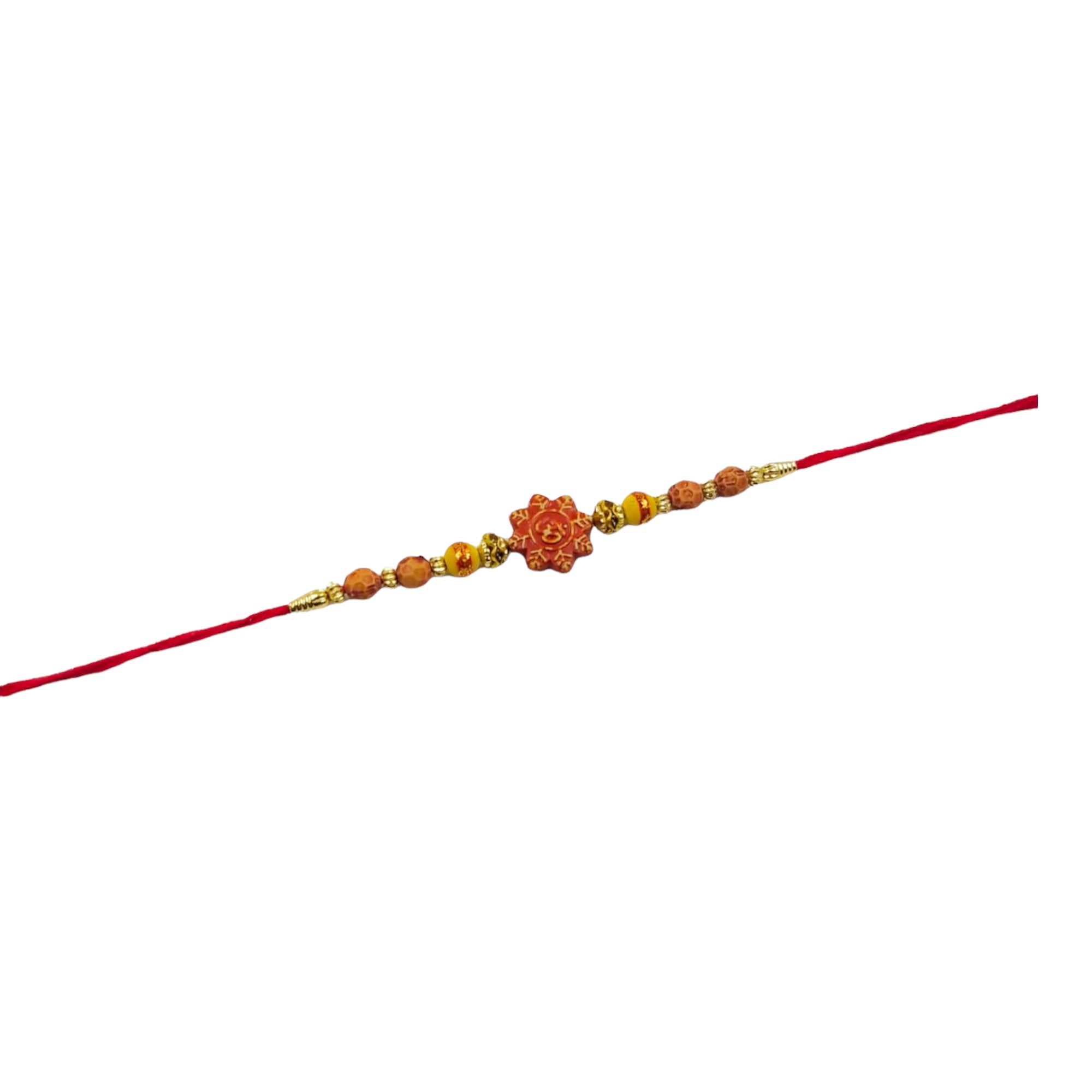 Wrap Shap Simple Dori Rakhi with Om Design - Design 736 with Roli Chawal