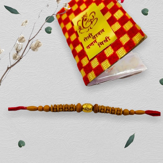 Wrap Shap Chandan Dori Rakhi with Roli Chawal - Design 9054