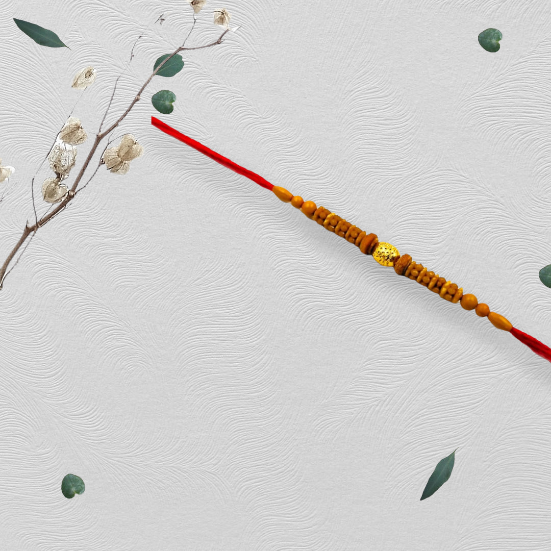Wrap Shap Chandan Dori Rakhi with Roli Chawal - Design 9054