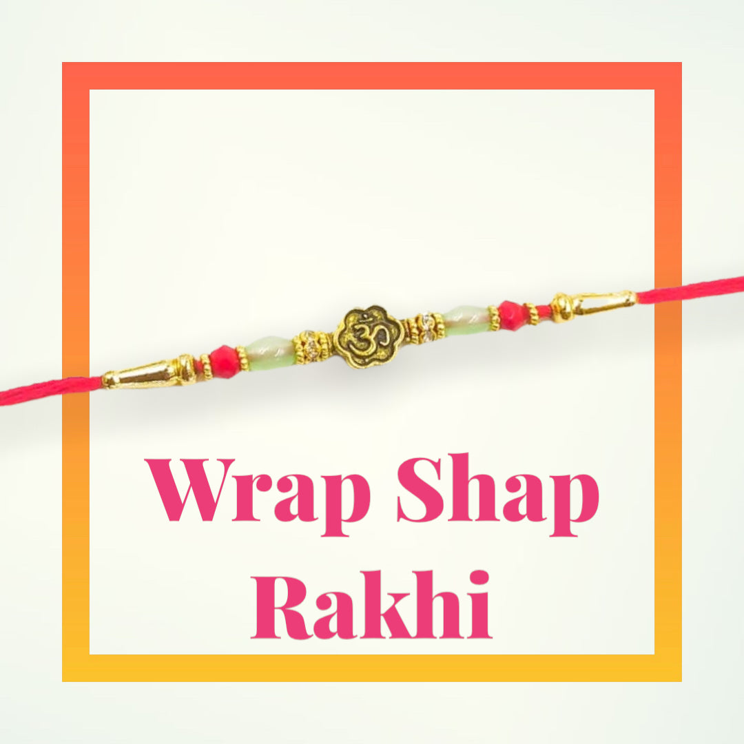 Wrap Shap Om Rakhi with Roli Chawal - Design H10