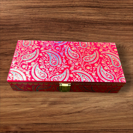 Red Royale Shagun Cash Box – Premium Brocade Print Wedding Gift Box by Wrap Shap