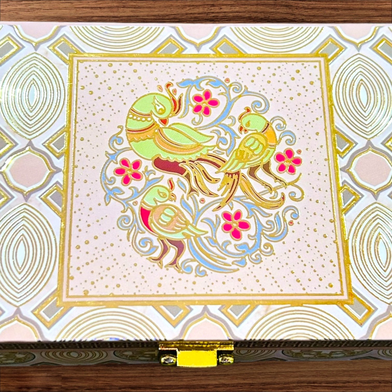 Elegant Pink Peacock Print Shagun Box – Premium Digital Design Gift Cash Box