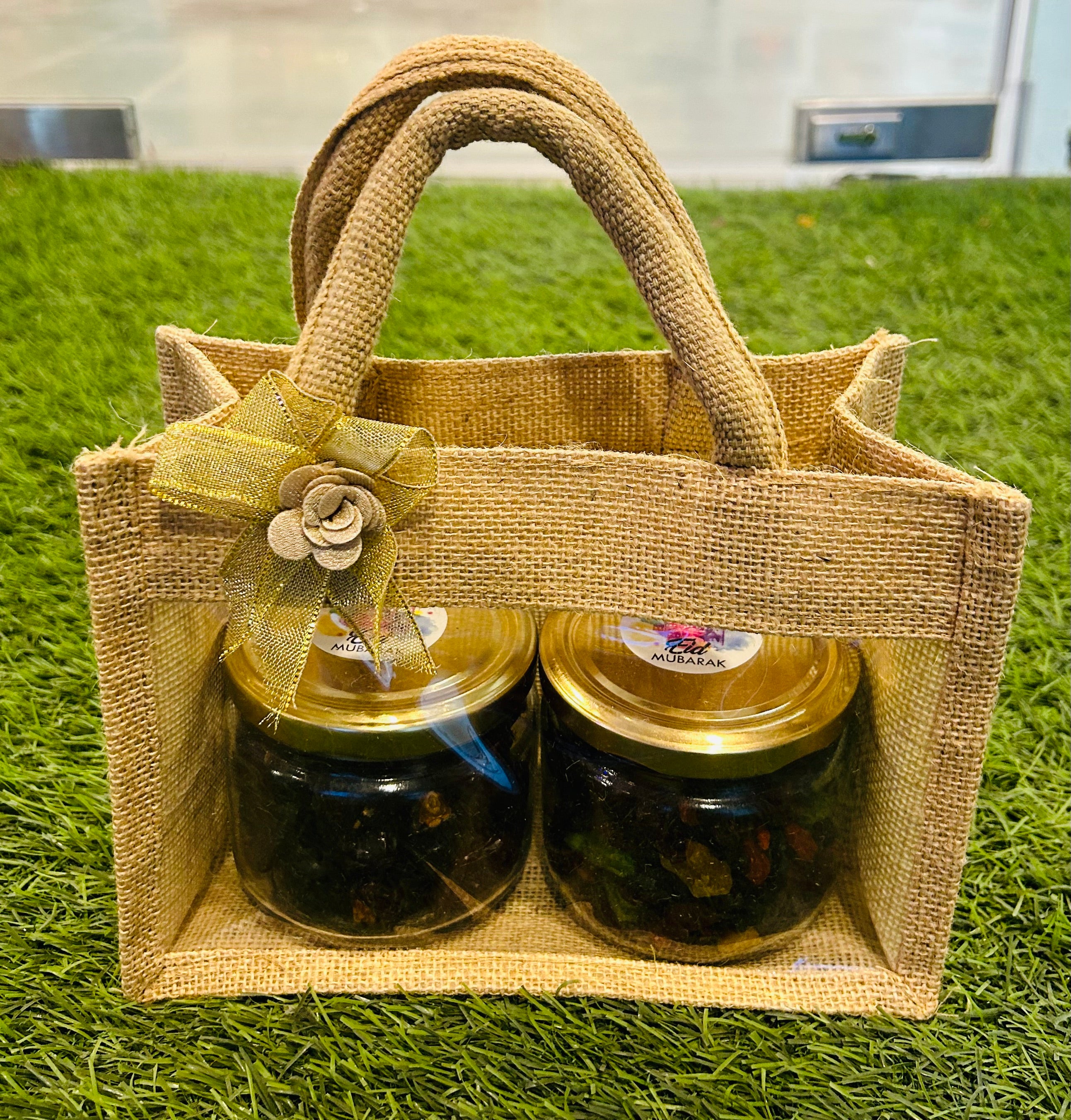 Eid Blessings Gift Hamper: Mixed Berries and Dates in Jute Transparent Bag