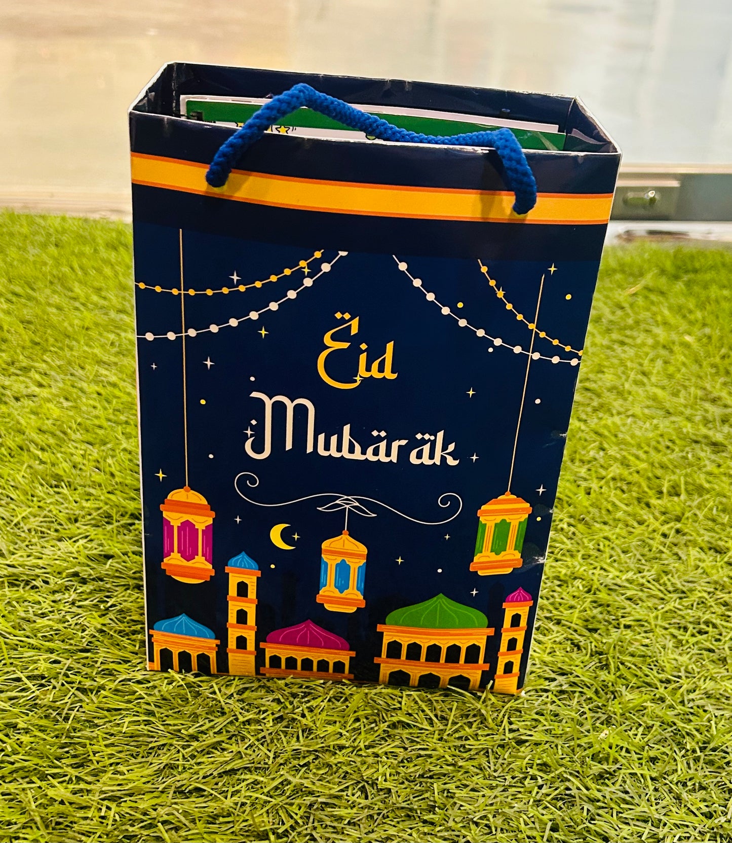 Eid Kids Celebration Gift Hamper: Eid Mubarak Mug, Notebook, Chocolate, Loyka Choco Dates, Pen in Customized Gifting Bag