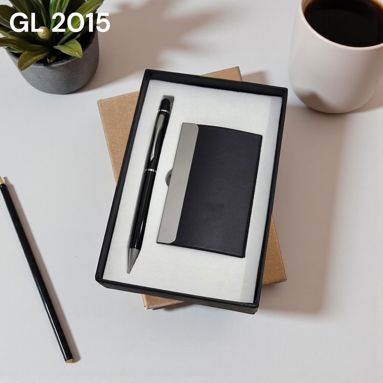 Premium matte black finish card holder and pen gift combo