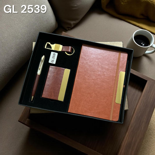 Luxury brown & gold corporate gift set for employees and clients
