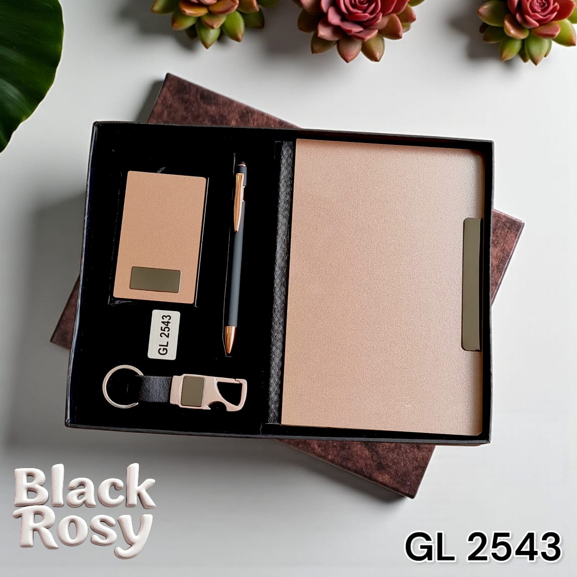 Luxury corporate gift set in black & rose gold finish