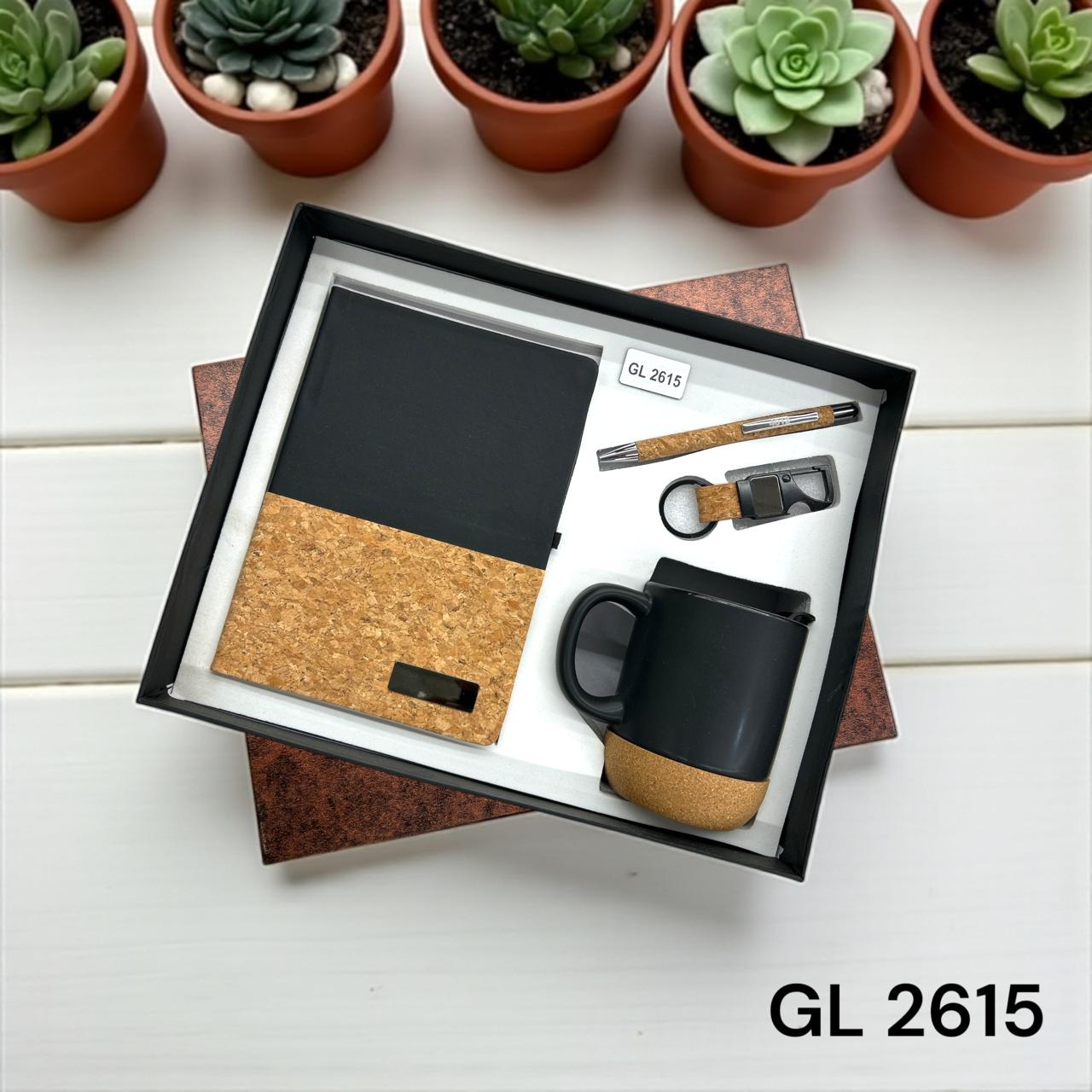 Eco-friendly corporate gift hamper with cork design accessories