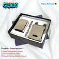 3-in-1 metal stationery gift set with steel pad, ball pen and folding mobile stand