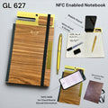 Wood finish NFC-enabled A5 notebook with gold ballpoint pen corporate gift set