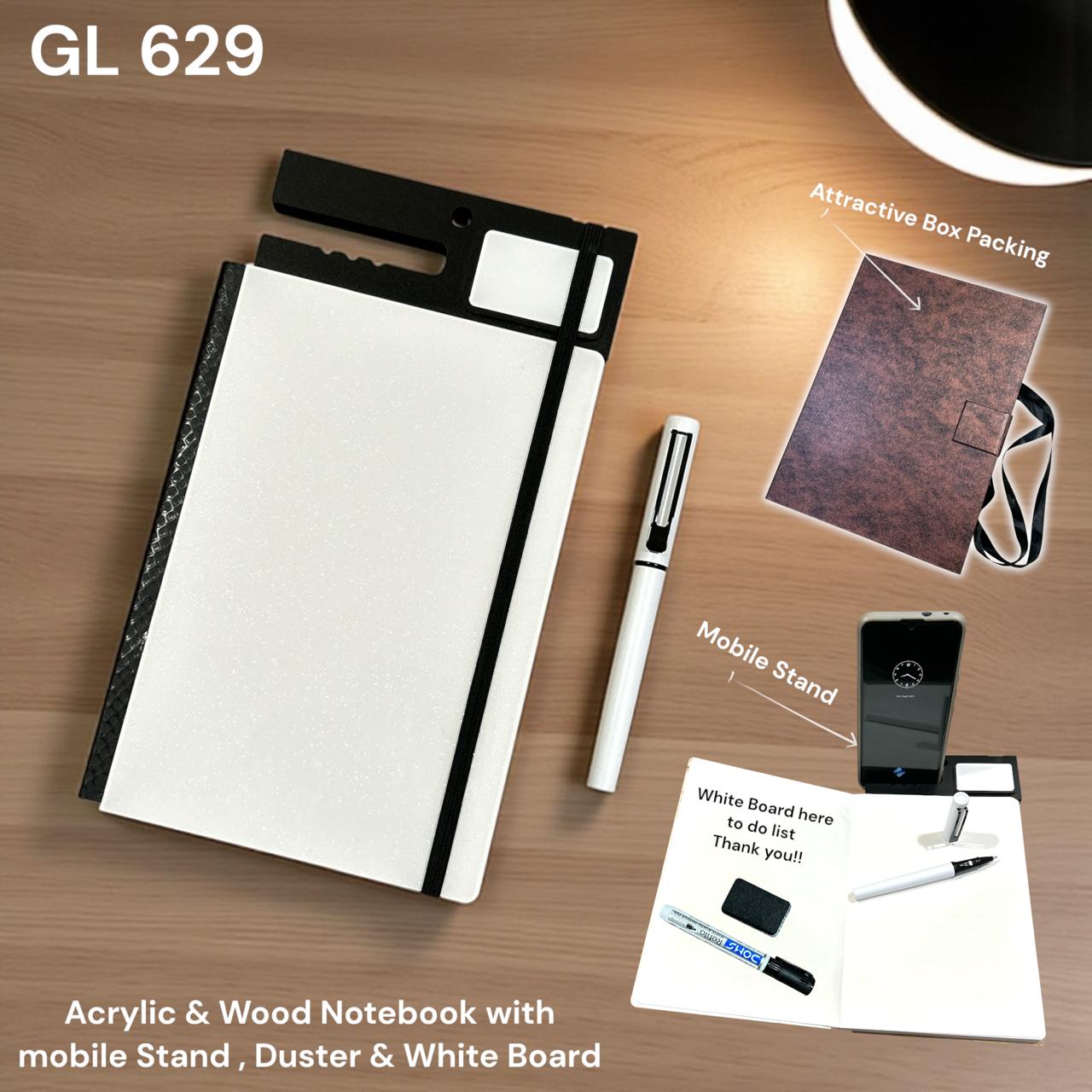 2-in-1 luxury acrylic executive productivity kit with NFC-enabled A5 notebook and white pen