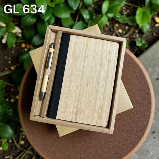 Executive wood finish A5 notebook with ballpoint pen corporate gift