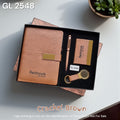 4-in-1 crackle brown executive gift set with notebook, pen, card holder & keychain