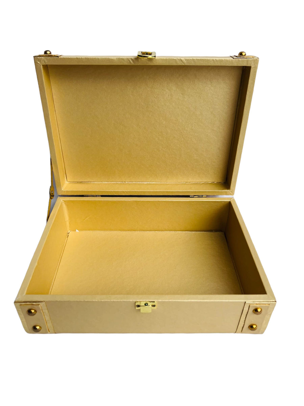 Golden rectangular rexin gifting trunk box 10x7x3.5 inches for premium gifting