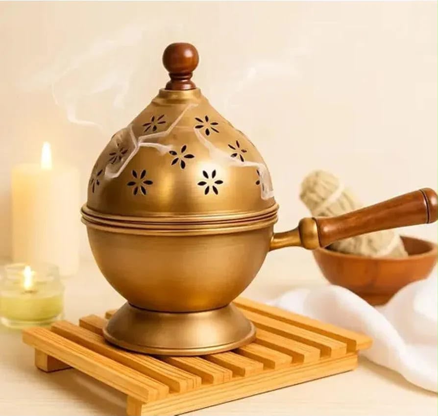Metal Loban Dhoop Dani Burner for Puja and Traditional Indian Rituals