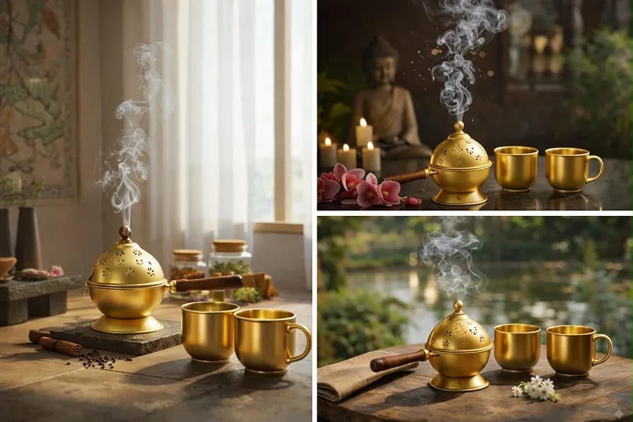 Metal Loban Dhoop Dani Burner for Puja and Traditional Indian Rituals