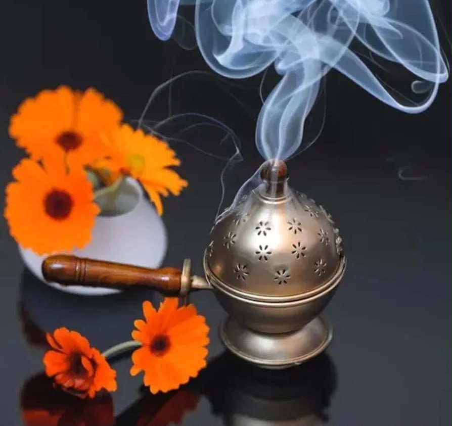 Metal Loban Dhoop Dani Burner for Puja and Traditional Indian Rituals