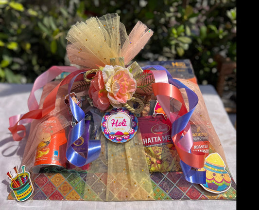 Royal Holi Treasure Gift Hamper: Gujiya, Gourmet Delights, and More in Decorated Tray