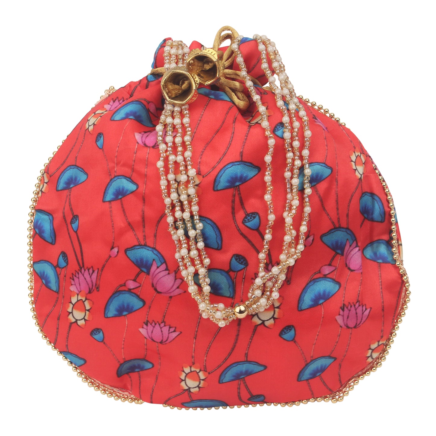 Lotus Bloom Potli Batwa Bag: Elegant Return Gift & Traditional Companion