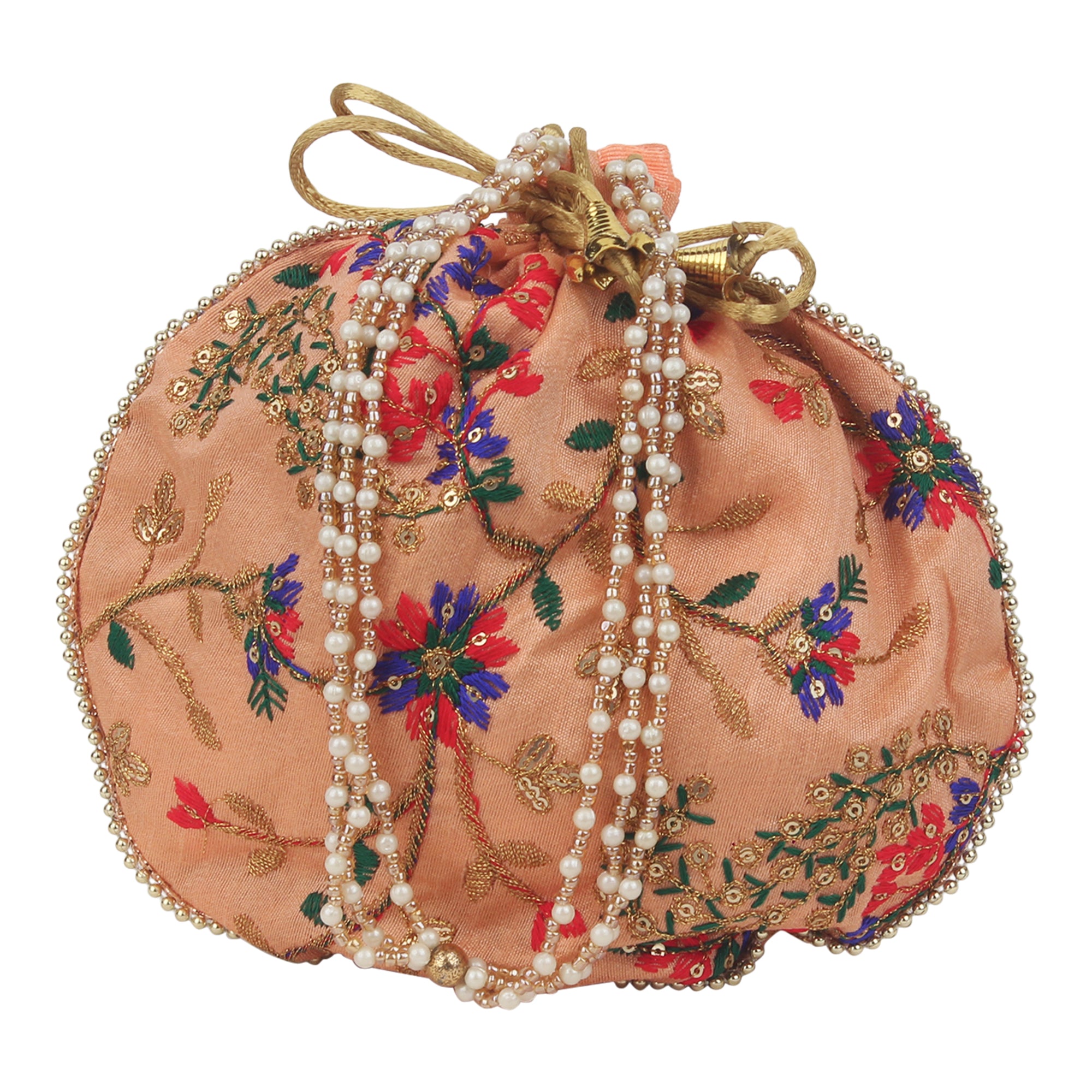 Embroidered Elegance: Assorted Color Potli Bag