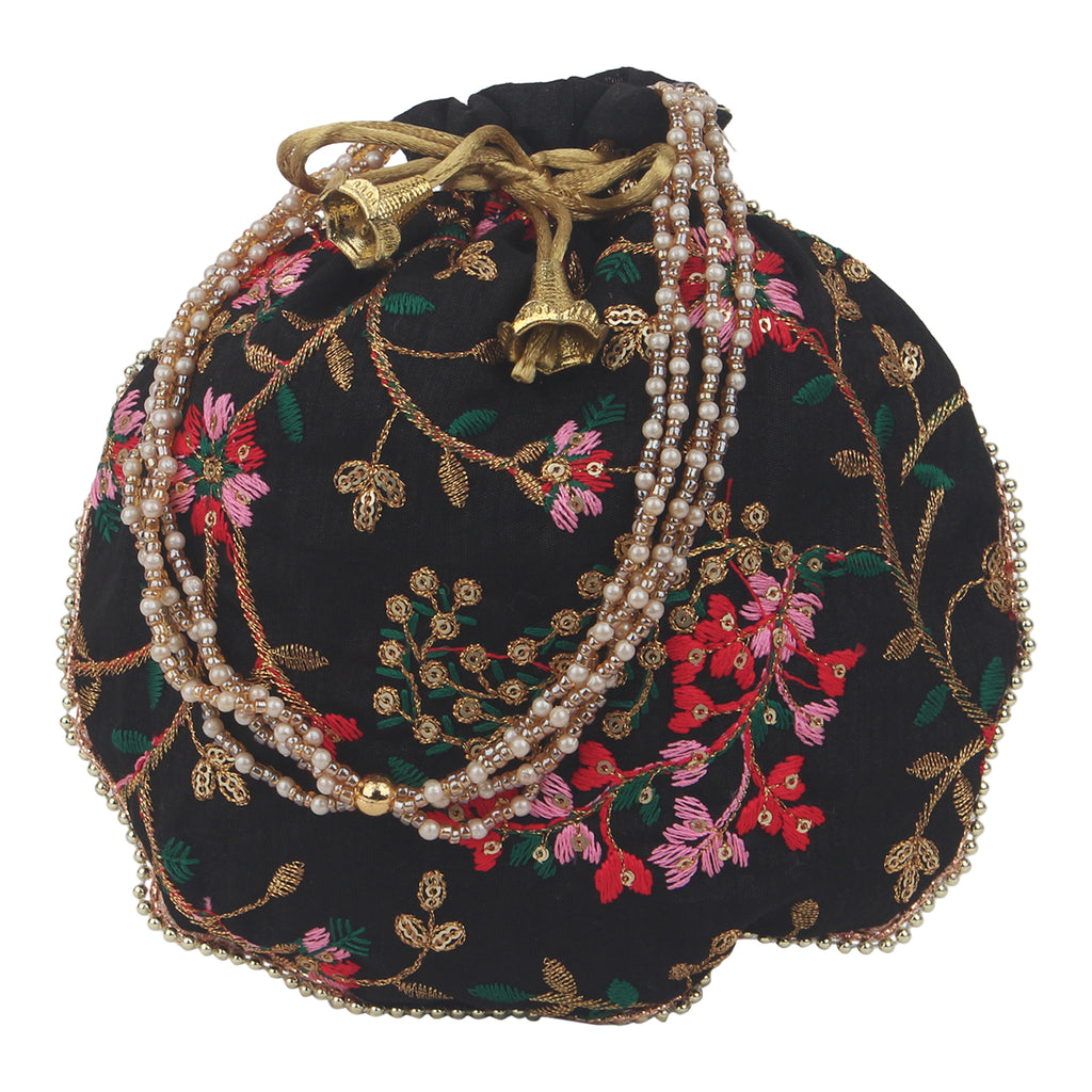Embroidered Elegance: Assorted Color Potli Bag