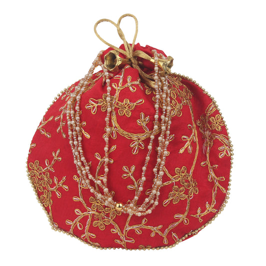 Embroidered Elegance: Assorted Color Potli Bag