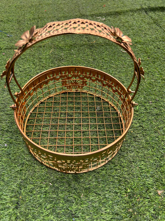 Round Metal Basket I Butterfly Design - 9 inch